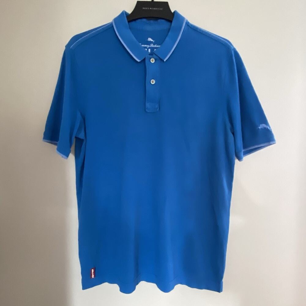 Tommy Bahama Relax Island Modern Fit Blue Polo Shirt Size Medium Mens Shirt